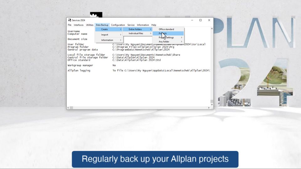 backup Allplan project