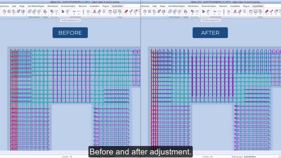 Adjust wall rebars to ensure spacing